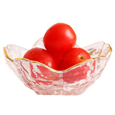 Pinklizecosh Japanese Cherry Blossom Glass Sauce Dish - Mini Sakura Seasoning Plate for Dipping - Clear Floral Soy Sauce Bowl for Sushi, Vinegar & Hot Pot Condiments - Creative Small Appetizer Plate