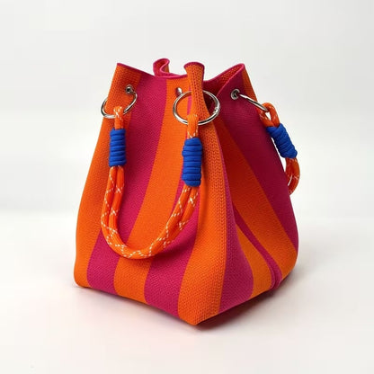 🌴 Boho Woven Bucket Bag for Women- Handmade Woven Summer Beach Shoulder Bag