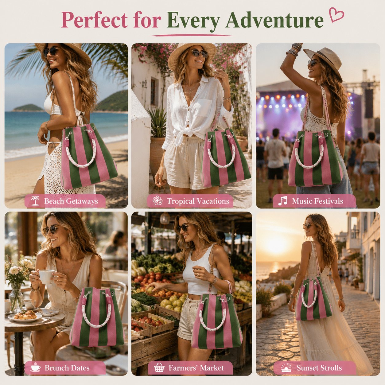 🌴 Boho Woven Bucket Bag for Women- Handmade Woven Summer Beach Shoulder Bag