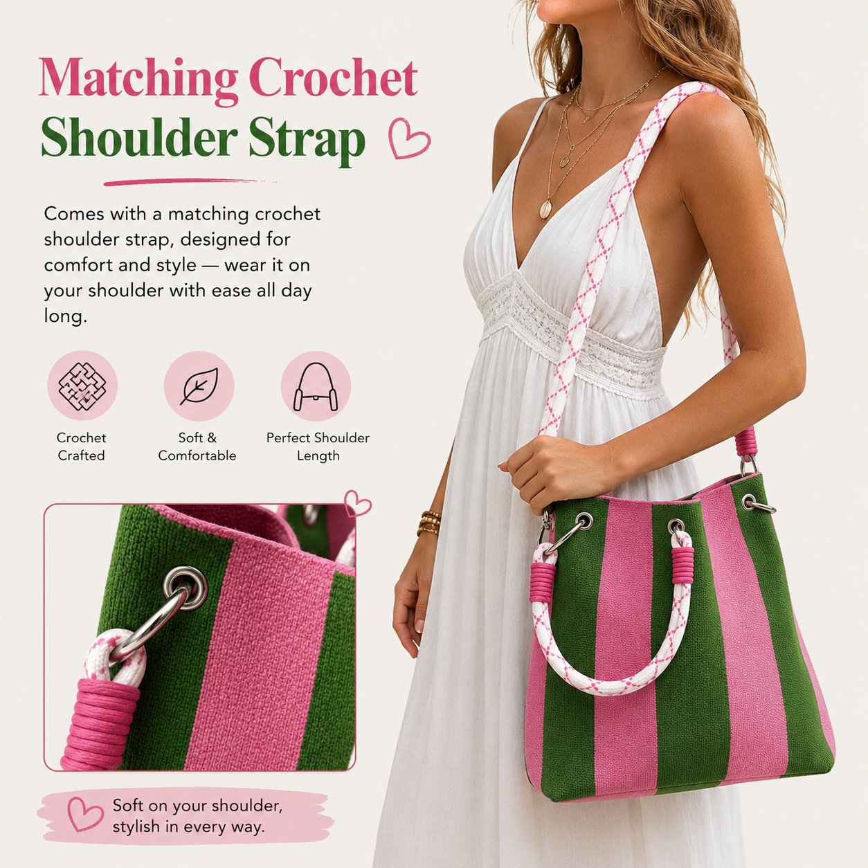 🌴 Boho Woven Bucket Bag for Women- Handmade Woven Summer Beach Shoulder Bag