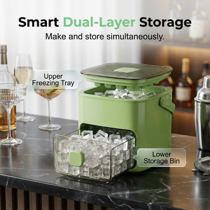 🧊❄️ 2-in-1 Ice Cube Tray with Handle & Storage Bin  | Leak-Proof, Easy-Release Ice Mold for Summer Drinks